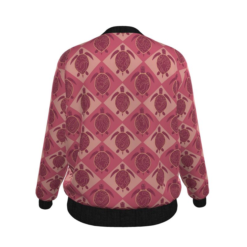 Women's Bomber Jacket - Topo Turtles - Pink Tide