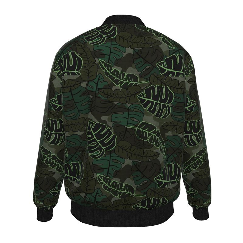 Men's Bomber Jacket - Camo Leaves - Cypress Green