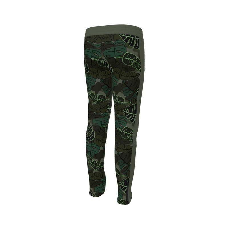 Men's Track Pants - Camo Leaves - Cypress Green