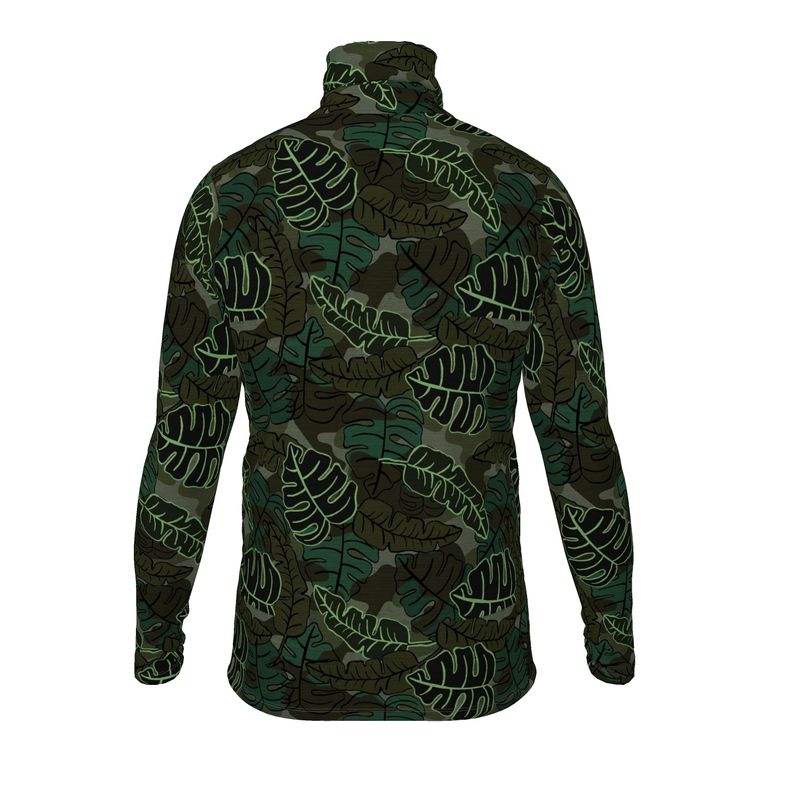 Men’s High-Roll Turtleneck - Camo Leaves - Cypress Green