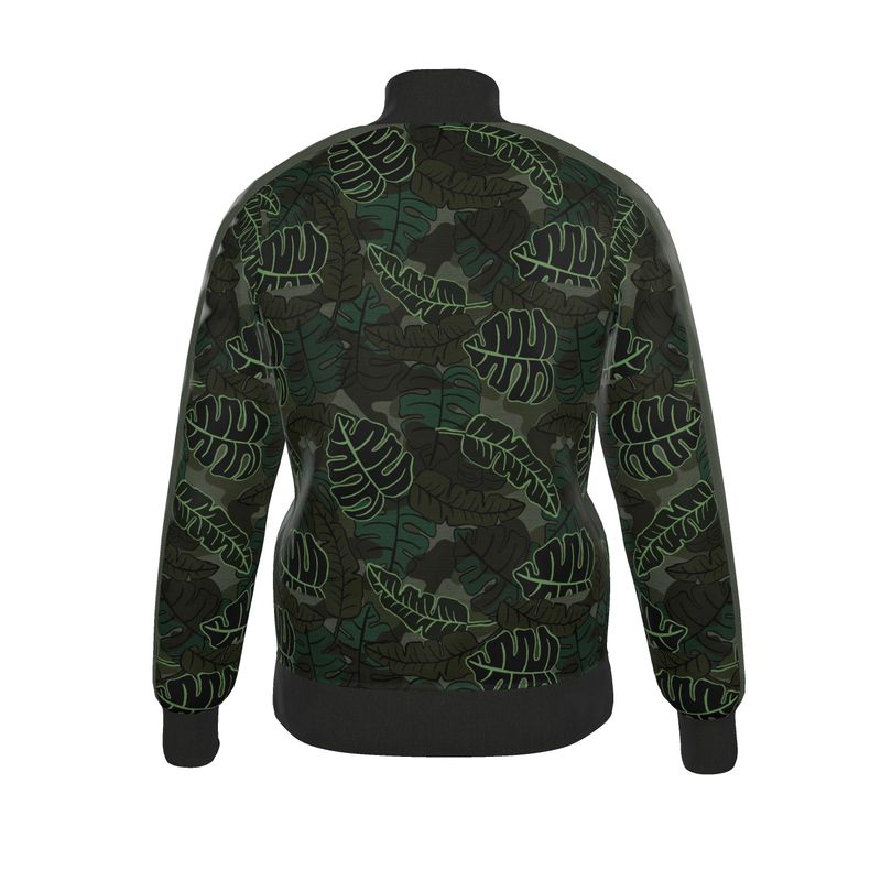 Men's Track Jacket - Camo Leaves - Cypress Green