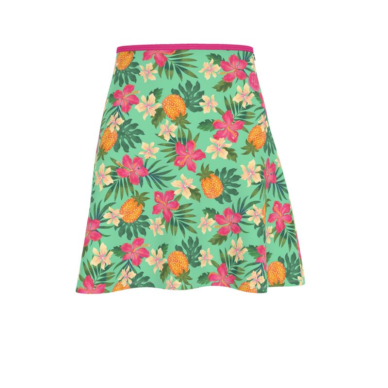 Women’s Skater Skirt - Pineapple Paradise - Canopy Mint