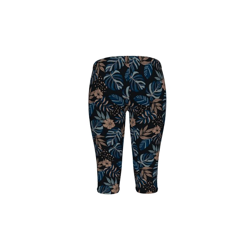 Women's Mid-Rise 3/4 Length Leggings - Midnight Monstera