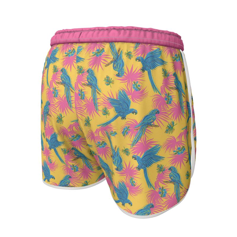 Women's Athletic Shorts - Tropical Macaw - Saffron Yellow