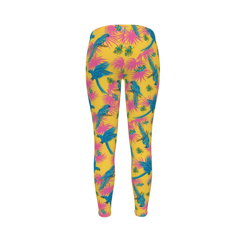 Women's Mid-Rise Full-Length Leggings - Tropical Macaw - Saffron Yellow