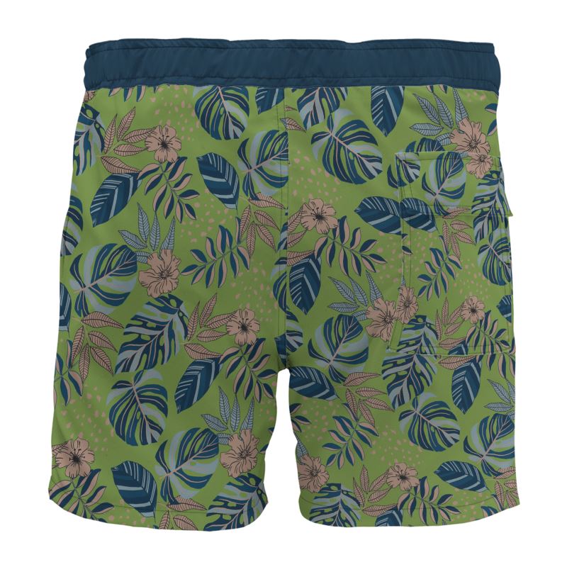 Men's Board Shorts - Midnight Monstera - Olive Velour