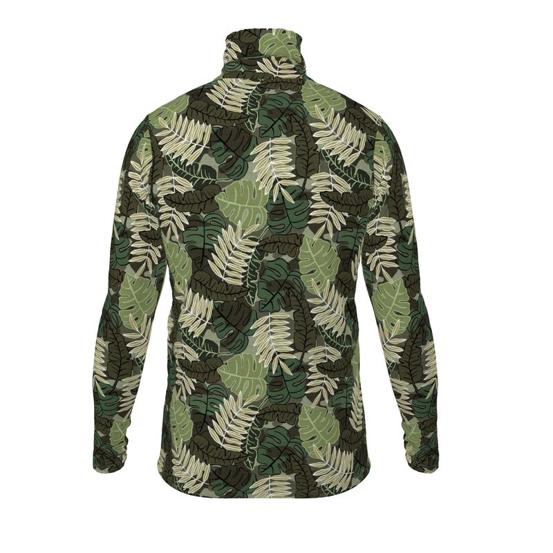 Men's High-Roll Turtleneck - Camo Leaves - Sage Green