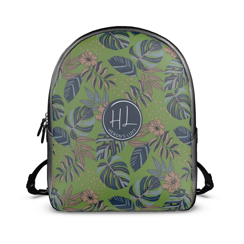 Backpack - Nappa Leather - Midnight Monstera - Olive Velour