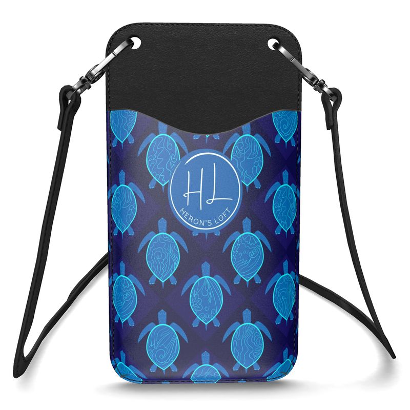 Phone Holder - Nappa Leather - Topo Turtles - Blue Tide