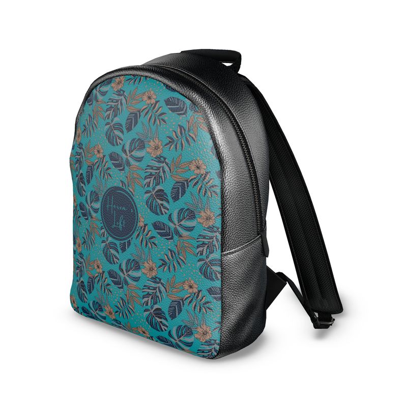 Backpack - Nappa Leather - Midnight Monstera - Cyan Noir