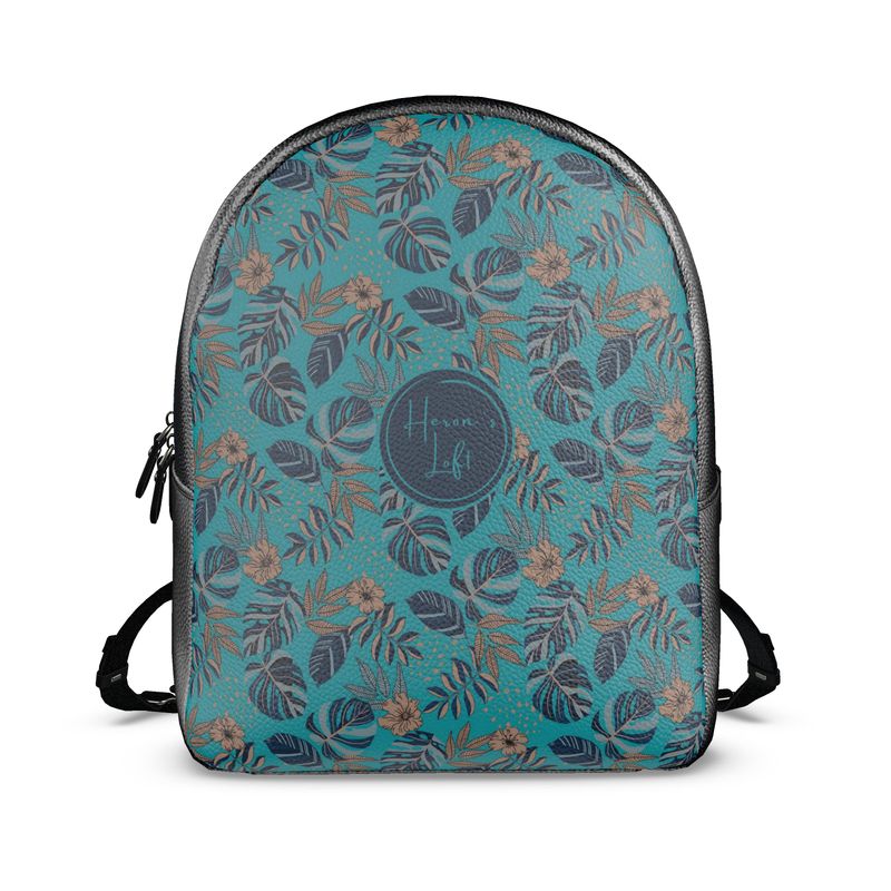 Backpack - Nappa Leather - Midnight Monstera - Cyan Noir