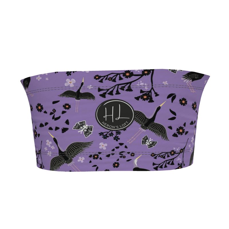 Women's Bandeau - White Crane - Amethyst Ascent