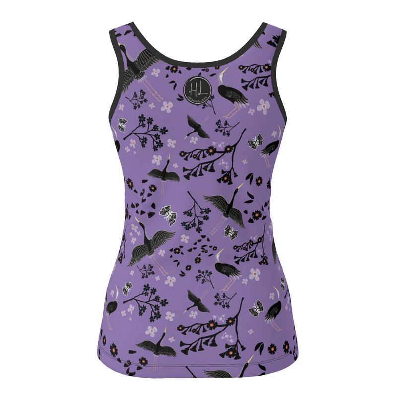 Women's Tank Top - White Crane - Amethyst Ascent