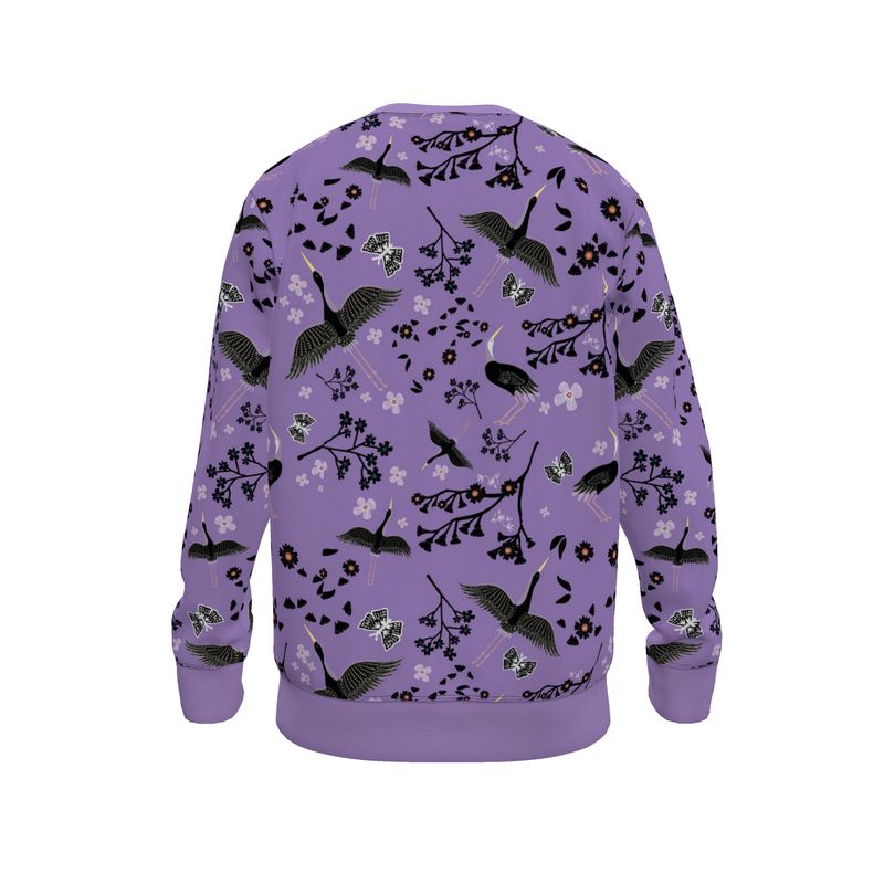 Women's Sweater - White Crane - Amethyst Ascent
