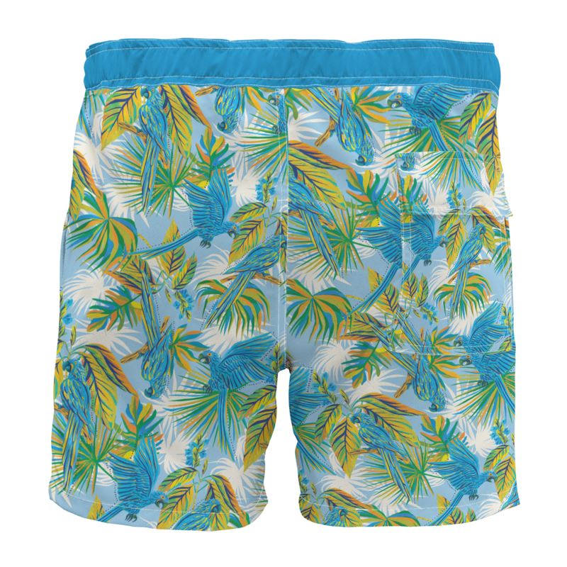 Men's Board Shorts - Tropical Macaw - Coastal Blue