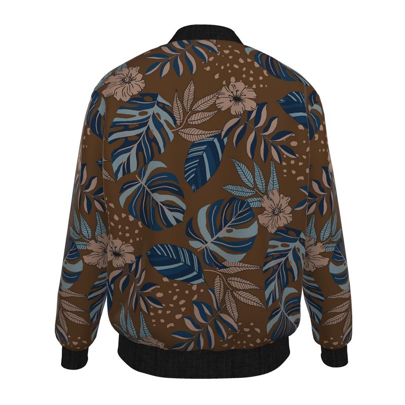 Men's Bomber Jacket - Midnight Monstera - Roasted Teak