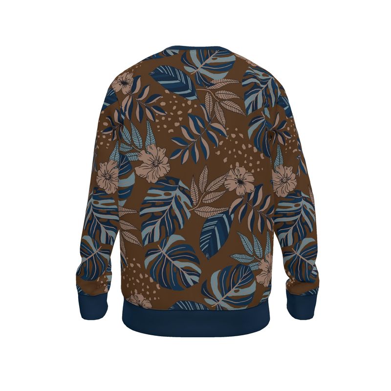 Men's Lightweight Sweater - Midnight Monstera - Roasted Teak