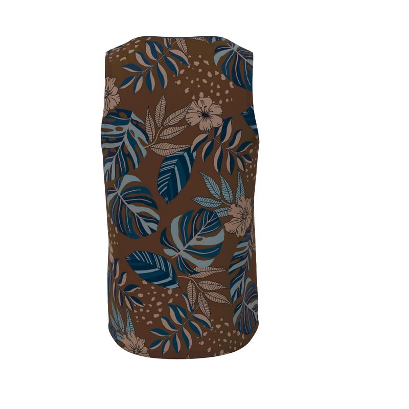 Men's Hybrid Tank Top - Midnight Monstera - Roasted Teak
