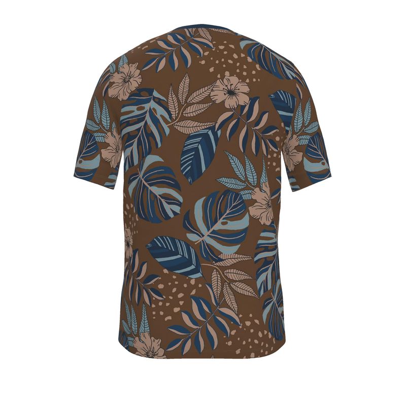 Men's Athletic V-Neck T-Shirt - Midnight Monstera - Roasted Teak