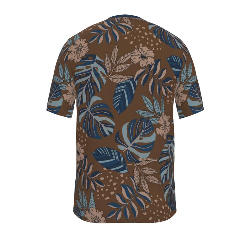 Men's Athletic Crew Neck T-Shirt - Midnight Monstera - Roasted Teak