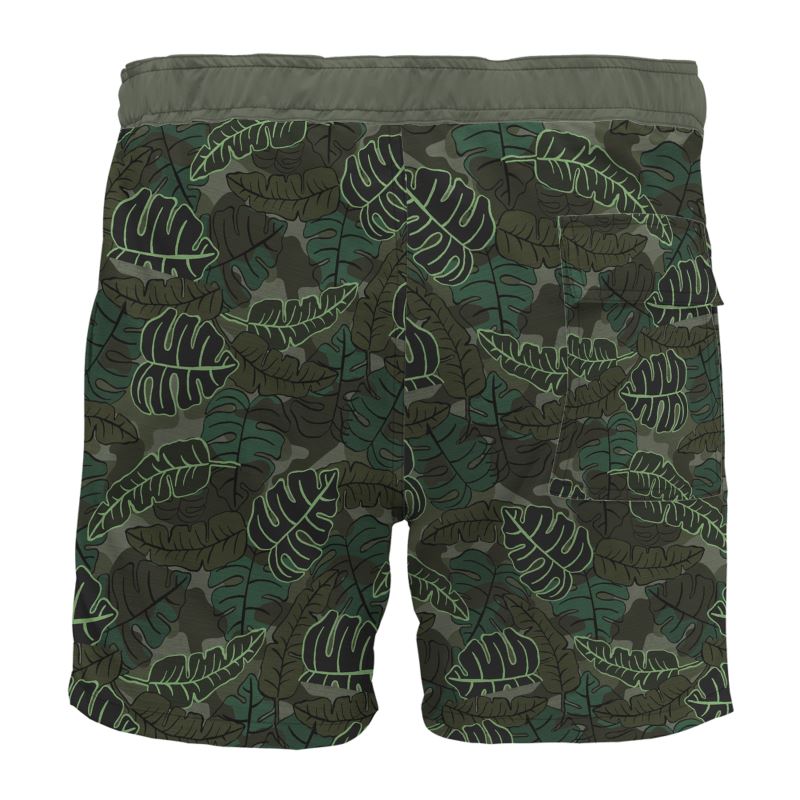 Men's Board Shorts — Camo Leaves Sage Noir