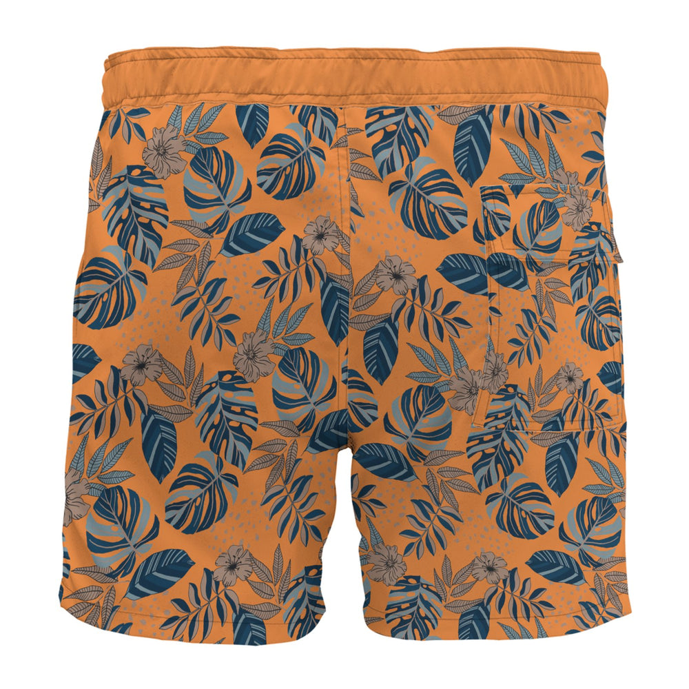 Men's Board Shorts — Midnight Monstera Cadmium Orange