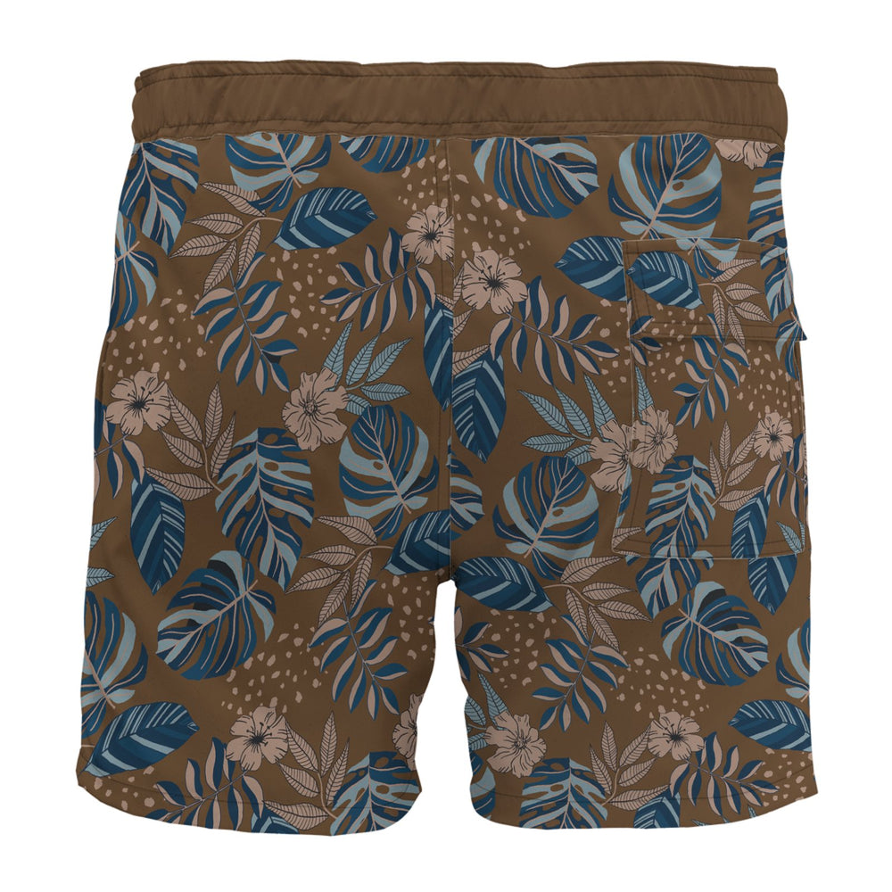 Men's Board Shorts — Midnight Monstera Roasted Teak