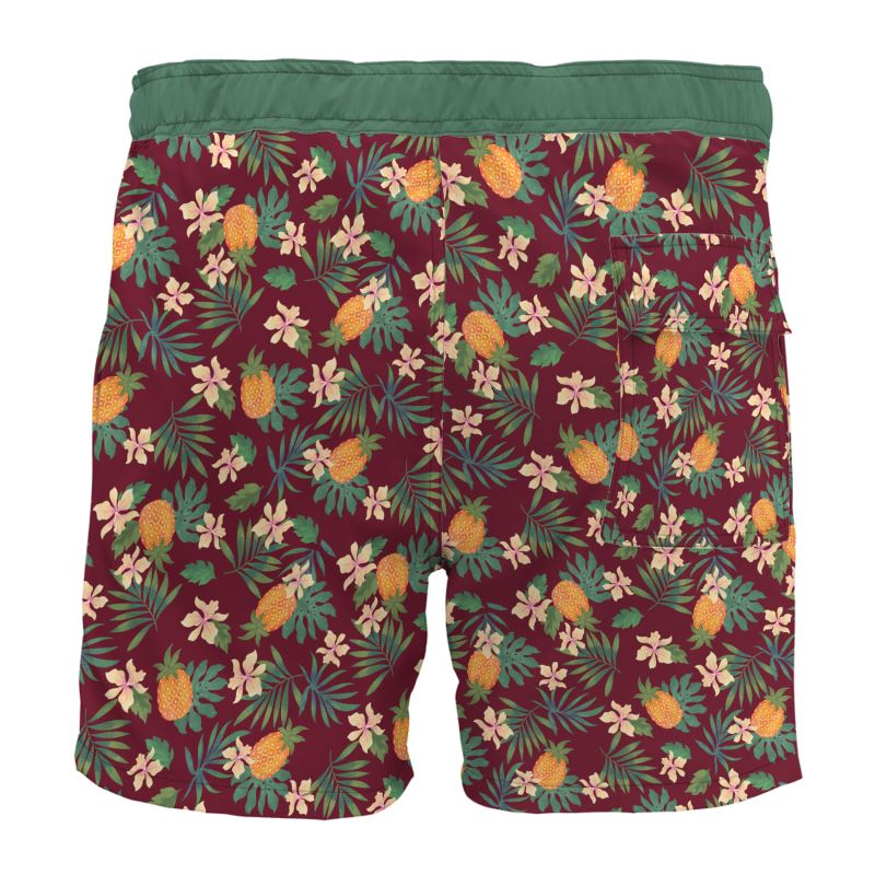 Pineapple Paradise Burgundy Men's Board Shorts