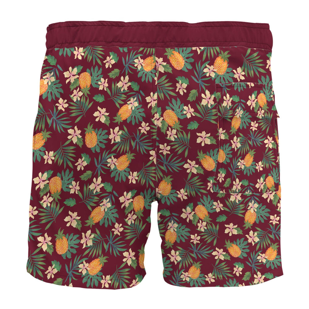Men's Board Shorts — Pineapple Paradise Burgundy