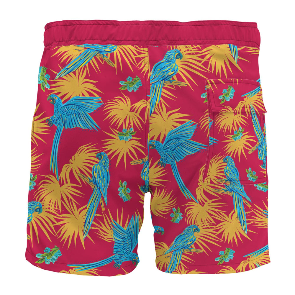 Men's Board Shorts — Tropical Macaw Samba Red