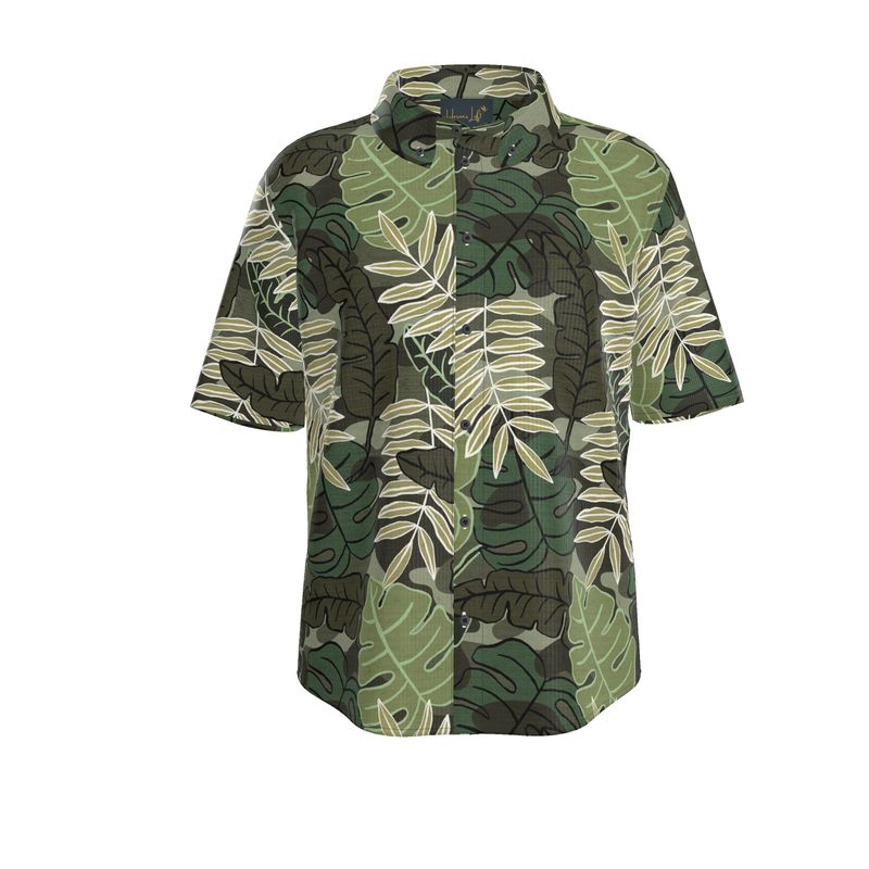 Camo Leaves Men's Button-Up Shirt