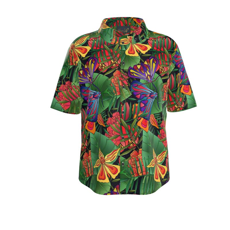 Jungle Flower Men's Button-Up Shirt
