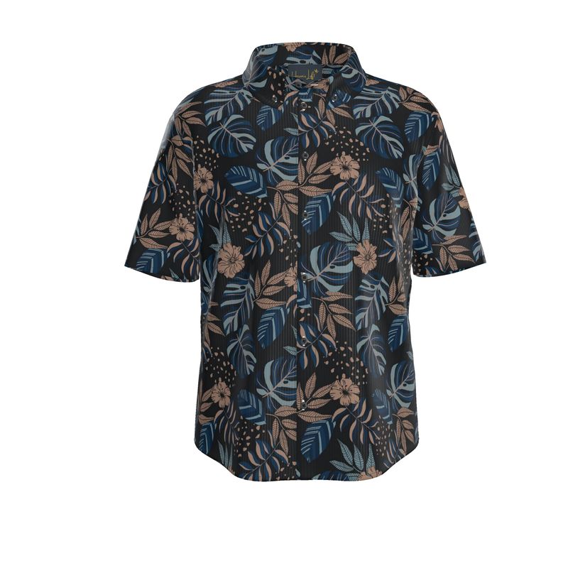Midnight Monstera Men's Button-Up Dress Shirt