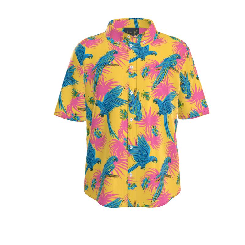 Tropical Macaw Sunny Fuchsia Men’s Button-Up Dress Shirt