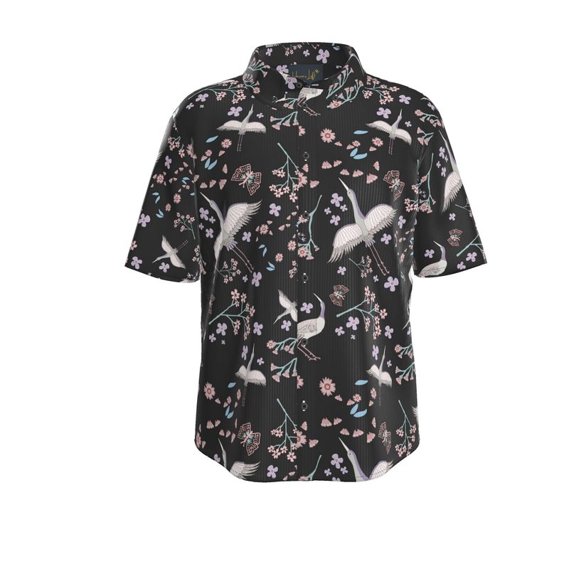 White Crane Onyx Men’s Button-Up Dress Shirt