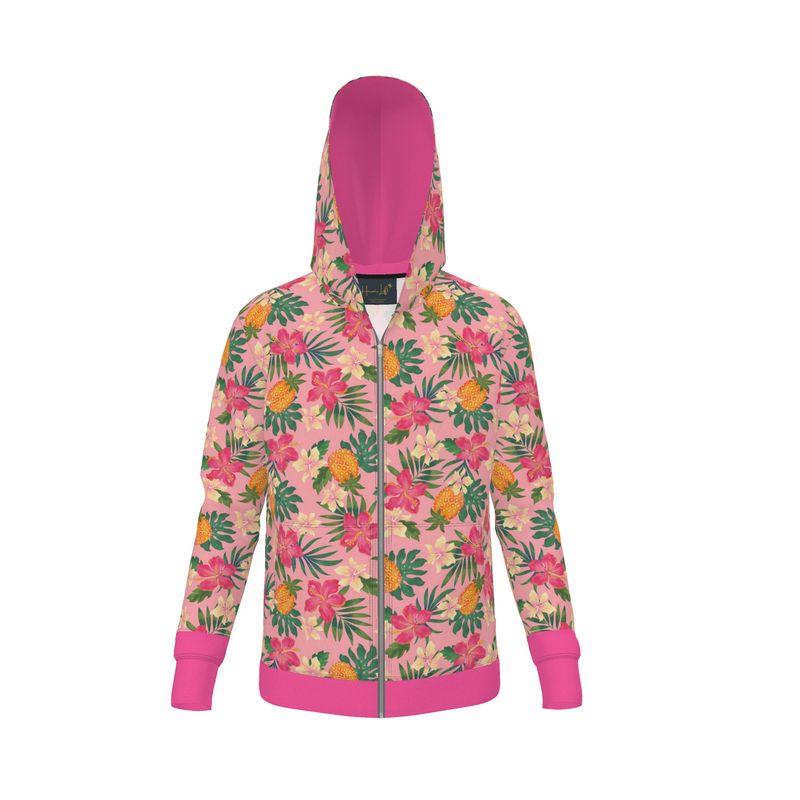 Women's Premium Hoodie — Pineapple Paradise Hibiscus Blush