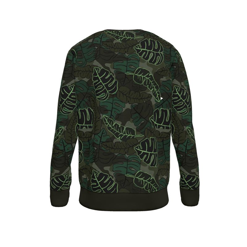 Men's Sweater — Camo Leaves Sage Noir