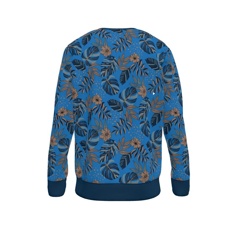 Men's Sweater — Midnight Monstera Azure Blue