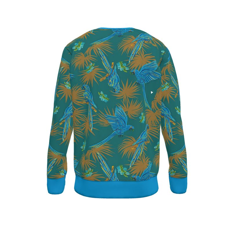 Men's Sweater — Tropical Macaw Palm Teal