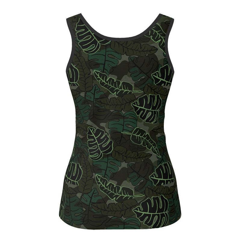 Women's Tank Top — Camo Leaves — Sage Noir