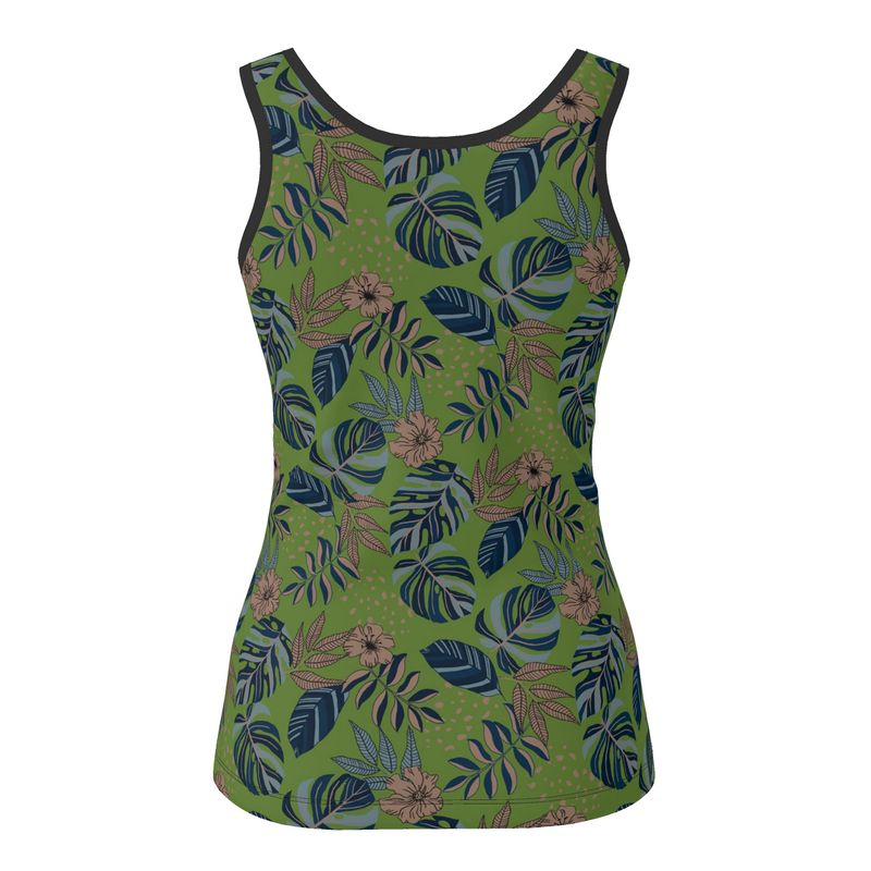 Women's Tank Top — Midnight Monstera — Olive Velour