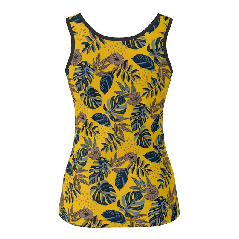 Women's Tank Top — Midnight Monstera — Honey Gold