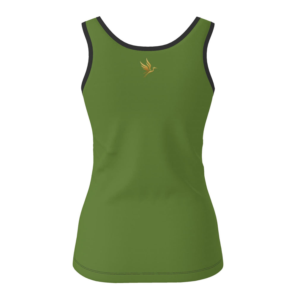Women's Tank Top — Midnight Monstera — Solid Olive Velour