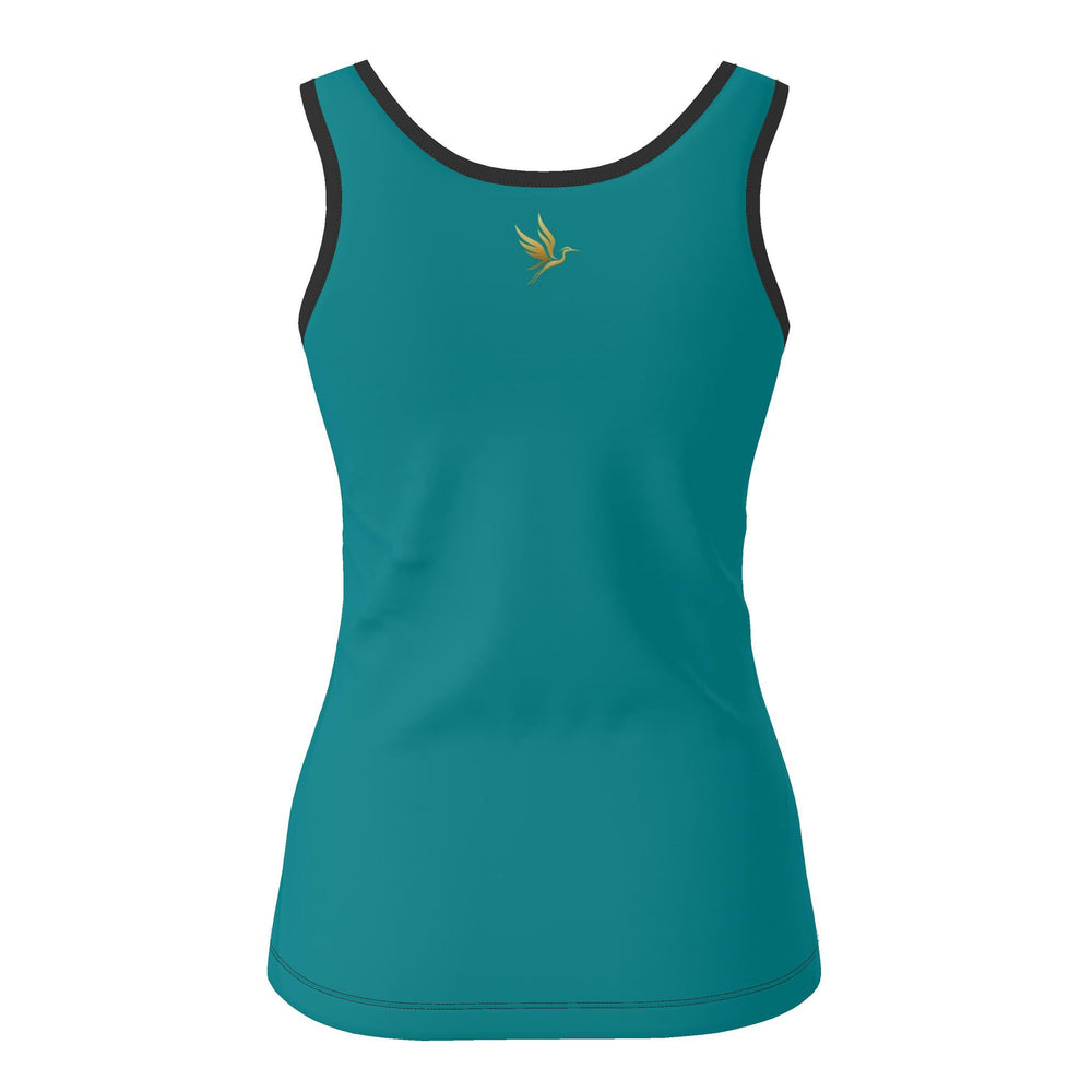 Women's Tank Top — Midnight Monstera — Solid Cyan Noir