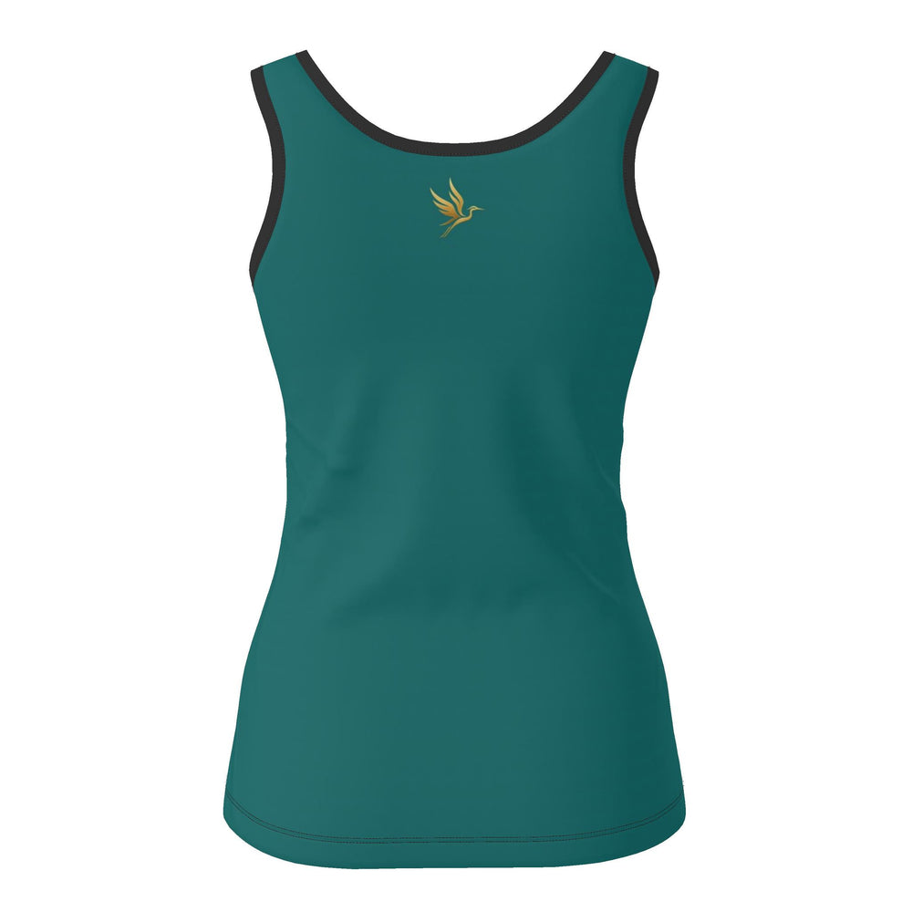 Women's Tank Top — Tropical Macaw — Solid Palm Teal