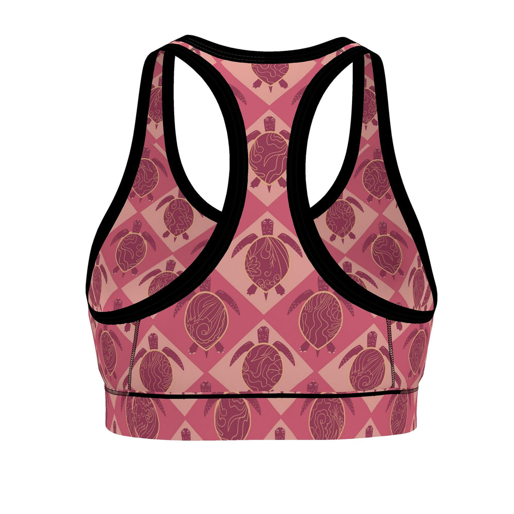 Women's Low Impact Sports Bra — Topo Turtles Rosé Tide