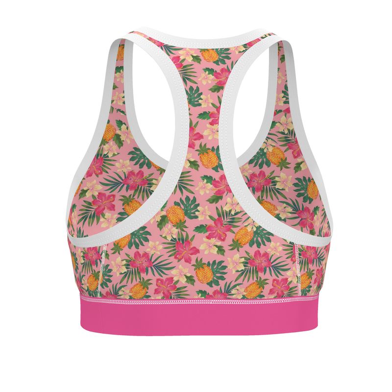 Pineapple Paradise Hibiscus Blush Women's Low Impact Sports Bra