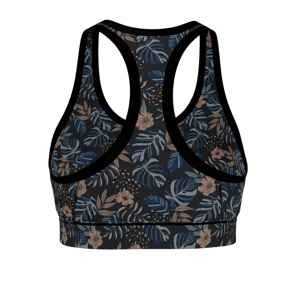 Women's Low Impact Sports Bra — Midnight Monstera