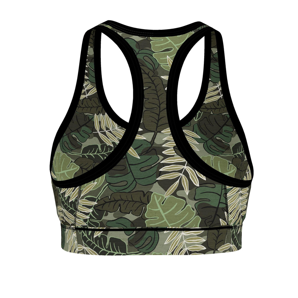 Women's Low Impact Sports Bra — Camo Leaves