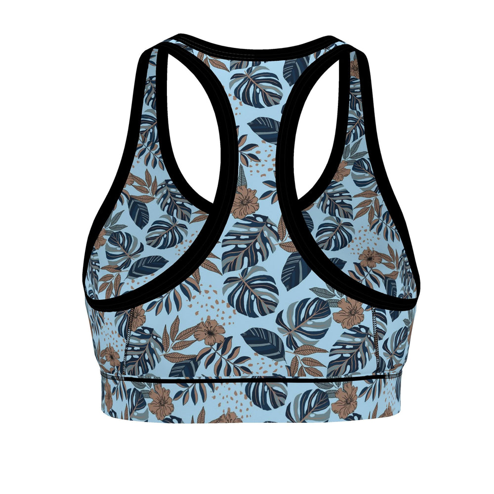 Women's Low Impact Sports Bra — Midnight Monstera Bluehaven